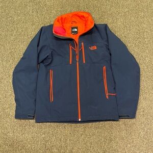 north face jacket mens small used Blue And Orange.  Missing Hood And One Zipp